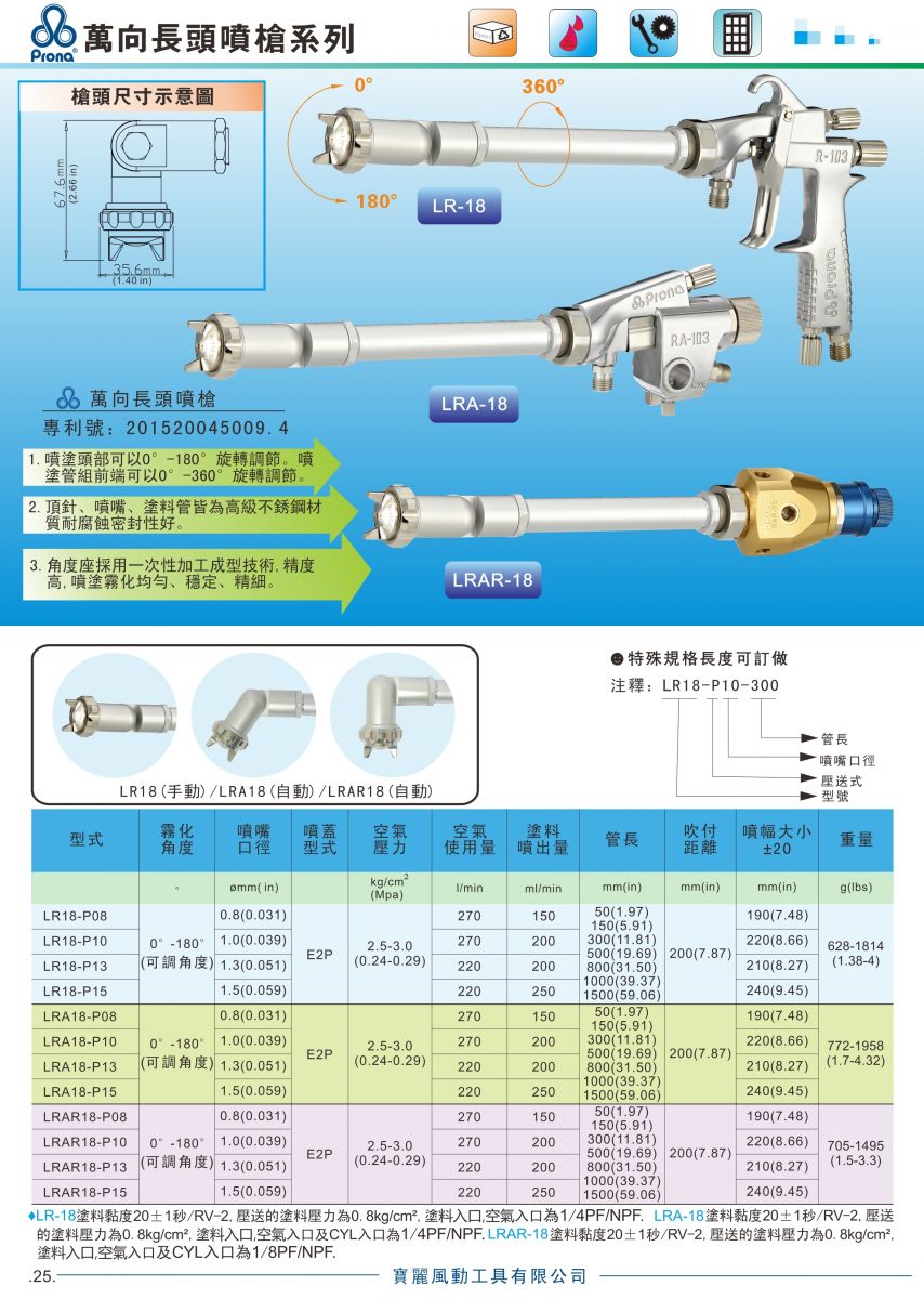 萬向長頭噴槍LRAR-18